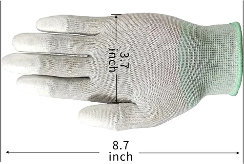Miniatura 2 de Guantes de trabajo, guantes ESD, guante de fibra de carbono de alta resistencia, guante antiestático, punta de dedo antideslizante, mediano, 10 pares