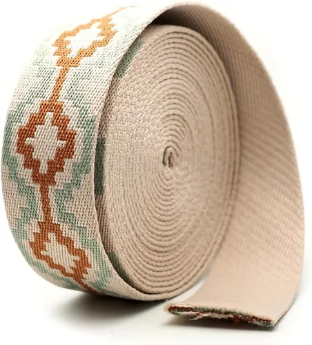 Miniatura 4 de CRAFTMEMORE Correa de poliéster de algodón estilo bohemio de 1.5 pulgadas, correas fuertes para artes, manualidades, correa para bolsa