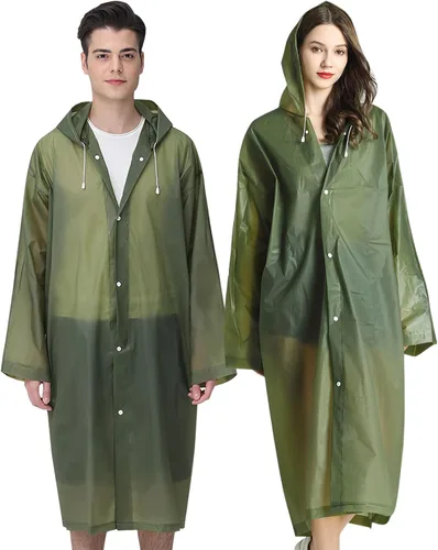 Miniatura 15 de Cosowe Ponchos de lluvia reutilizables para adultos, 2 piezas impermeables de emergencia para mujeres y hombres con capucha y cordón
