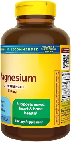 Miniatura 2 de Magnesio extra fuerte 400 mg., Apoya la salud del corazón†, los huesos y los nervios - 180 cápsulas blandas