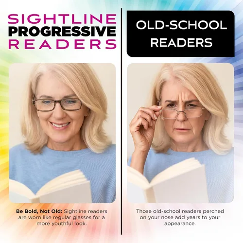 Miniatura 3 de Sightline H101 Progressive Reading Glasses – Comfortable No-Line Multifocal Readers for Men & Women, Acetate Frame
