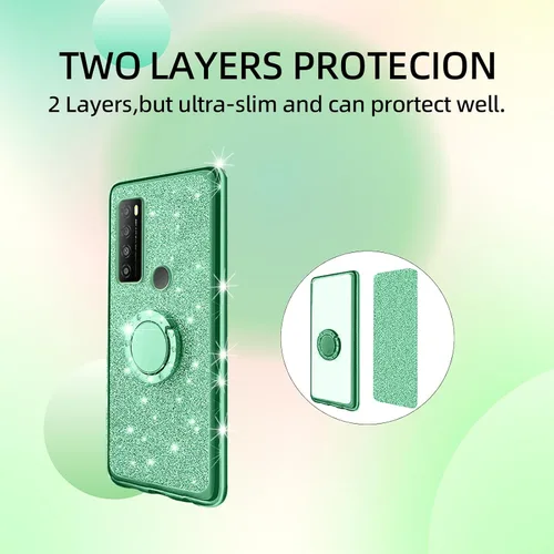 Miniatura 8 de Funda para teléfono TCL 30 XL, 30XL T701DL para mujer, con purpurina, suave, elegante, TPU transparente, de lujo, linda funda protectora con correa