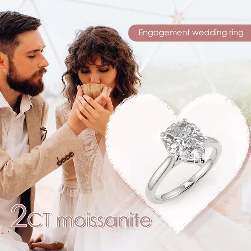 Miniatura 4 de WSX - Anillo de compromiso de oro de 10/14/18 quilates de 2 quilates para mujer, diseño de lágrima personalizada, moissanita, promesa de boda