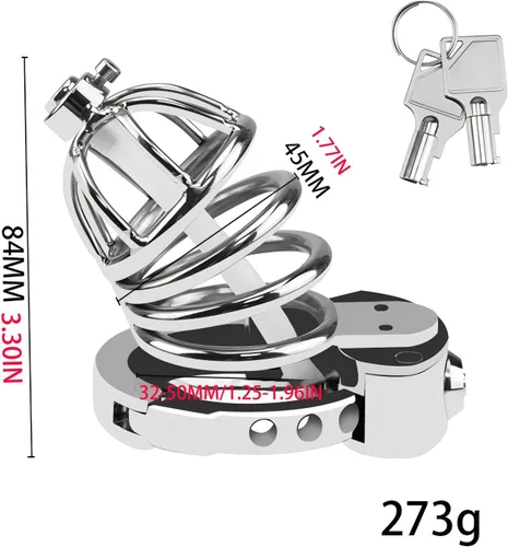 Miniatura 2 de Jaulas de castidad grandes hechas de metal para hombres y pene ajustables en 7 tamaños diferentes dispositivos de chasidad con bloqueo de presión