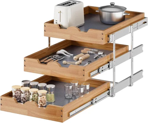 Miniatura 11 de OCG Cajones extraíbles para armarios de cocina de 14 pulgadas de ancho x 21 pulgadas de profundidad, estante de cajón de madera deslizante, estantes