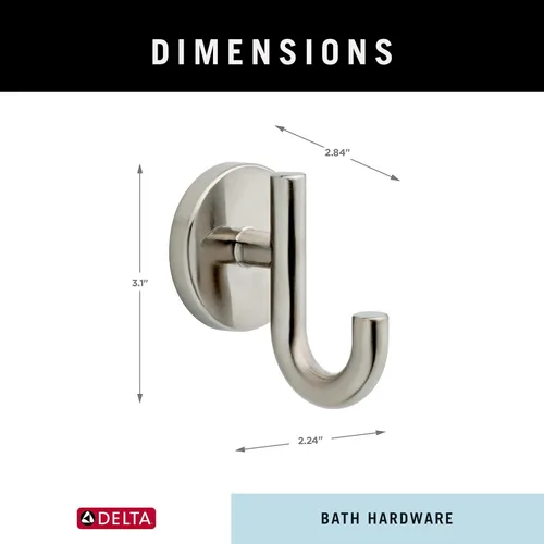 Miniatura 6 de Delta Trinsic (1 paquete) Ganchos para toallas Brilliance de acero inoxidable individuales para baño montados en la pared para batas y toallas