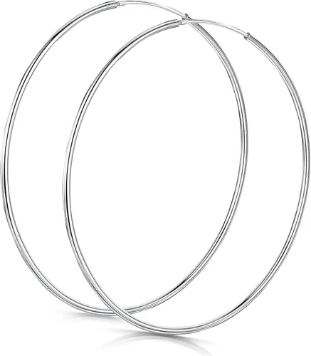 Miniatura 7 de Amberta® Aretes de plata de ley 925 con círculos finos y sin fin. Tamaño del diámetro: 20 30 40 60 2.953 in