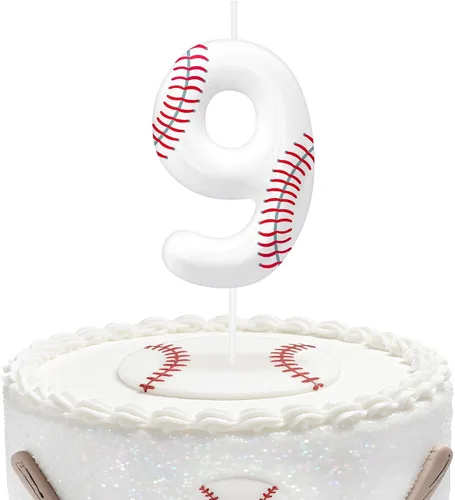 Miniatura 96 de Velas de cumpleaños con el número 0 de béisbol, decoración de pastel con temática de béisbol para niños y niñas, decoraciones de pasteles