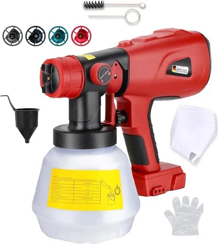 Pulverizador de pintura inalámbrico compatible con batería Milwaukee M18 de 18 V, capacidad de 33.8 fl oz, pistola de pintura en aerosol HVLP, 3