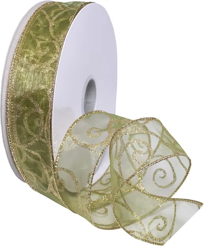 Miniatura 4 de Morex Ribbon Cintas transparentes con purpurina con espiral, cinta navideña para manualidades y decoraciones de Navidad, envoltura de regalos, 1.5