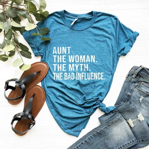 Miniatura 4 de Funny Aunt T-Shirt, Aunt T shirt, Best Auntie Ever Tee, Auntie Tee, Aunt Gift, Gift For Aunt, Aunt The Women The Myth The Bad Influence Shirt