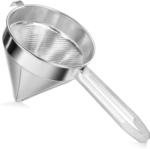 Miniatura 7 de Soro Essentials - Colador de tapa de acero inoxidable de 8 pulgadas de malla fina - Colador en forma de cono Colador de alimentos, colador de jugo