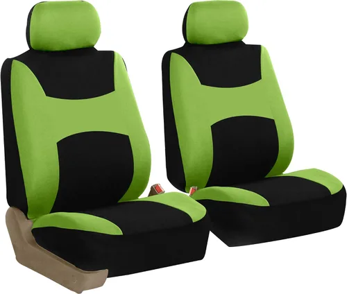 Miniatura 13 de TLH - Juego de fundas de asiento de tela plana ligera y fresca para automóvil, solo para el conjunto delantero, compatible con bolsa de aire