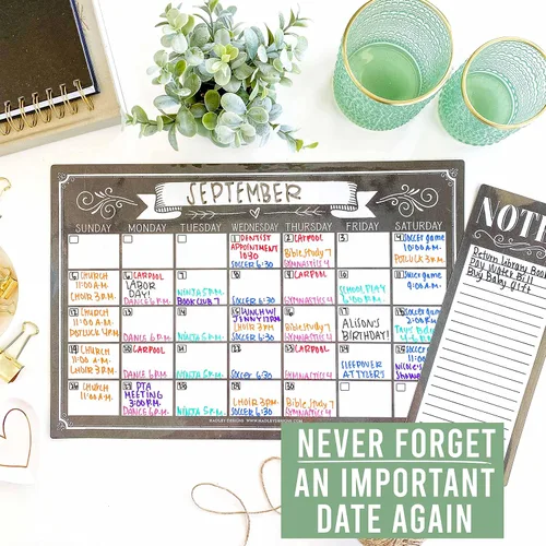 Miniatura 6 de Hadley Designs Calendario magnético grande vintage y pizarra de borrado en seco para refrigerador, calendario magnético de pizarra blanca, imán