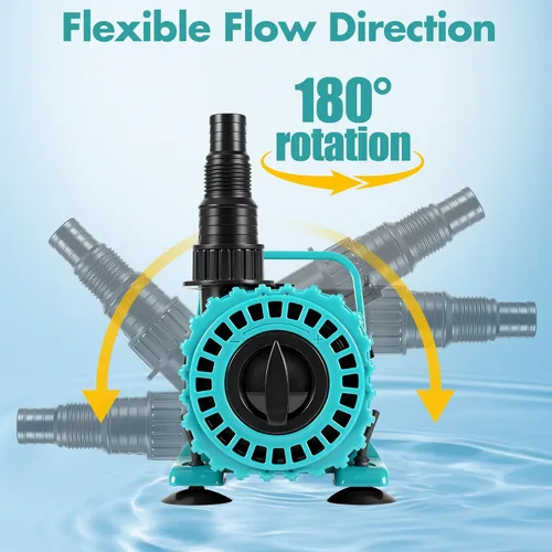 Miniatura 8 de Bomba de estanque de flujo ajustable, bomba de agua sumergible de 100 W con 600 a 1800 GPH, fuente ultra silenciosa y bomba de cascada con salida