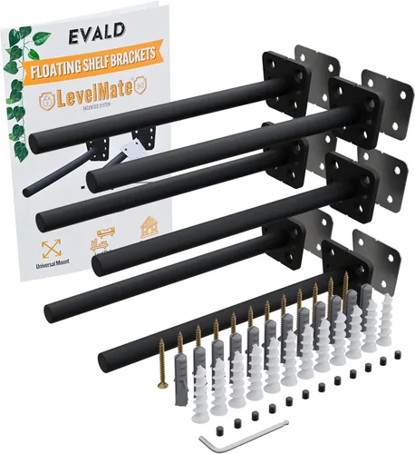 Miniatura 10 de EVALD Soporte de Estante Flotante Resistente Soporte de Repisa Flotante de 4 Pulgadas, Soportes de Estante Ocultos y Anclajes Accesorios
