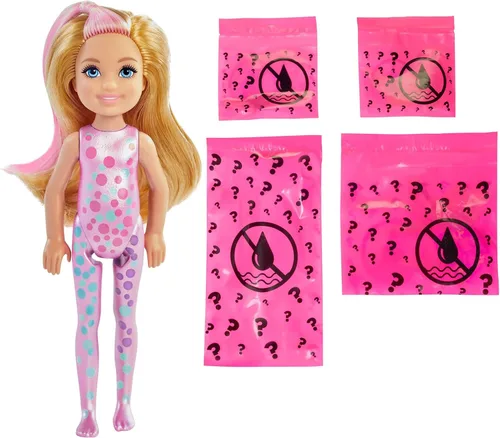 Miniatura 6 de Muñeca Barbie Color Reveal con 6 sorpresas: 4 bolsas con falda o pantalón zapatos tiara y globo el agua revela el aspecto de la muñeca