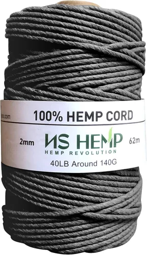 Miniatura 6 de [NS HEMP ] Cuerda de cáñamo 100% de cáñamo de 0.079 pulgadas, 205 pies, envolviendo panaderos para cocinar manualidades, cordel de cocina