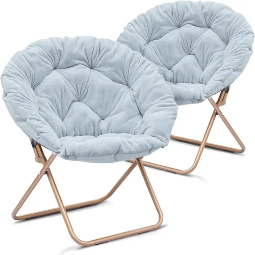Miniatura 87 de Cómoda silla con platillo, silla de sala de estar, silla plegable acolchada suave de piel sintética, cómoda silla cuadrada de luna para sala