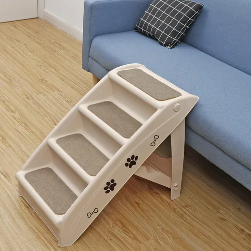 Miniatura 7 de Escaleras para perros y escalones para camas altas, escalera plegable para mascotas para perros pequeños, rampa de plástico antideslizante segura