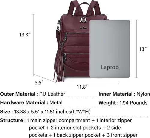 Miniatura 81 de Bolsos mochila monedero de piel sintética para mujer, bolsas con zíper, mochilas de hombro casuales