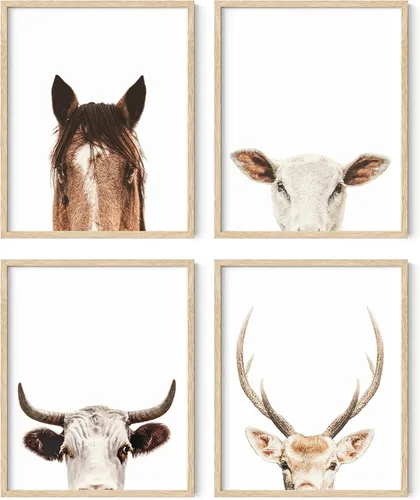 Miniatura 9 de HAUS AND HUES Arte para pared, juego de 4 impresiones rústicas de animales de granja