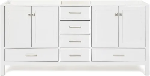 Miniatura 63 de ARIEL Cambridge - Mueble base de tocador de baño de 36 pulgadas, madera maciza, 2 puertas de cierre suave, 5 cajones de cola de milano