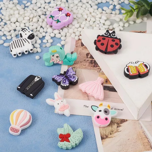 Miniatura 6 de 12 cuentas de silicona de dibujos animados de mariquita, conejo, mariposa, vaca, animal de silicona, cuentas focales de silicona, vestido de traje