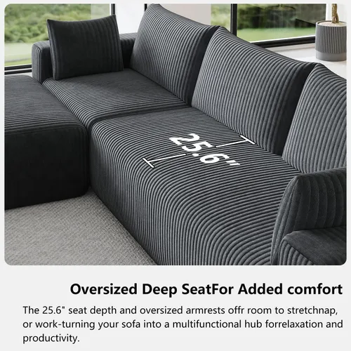Miniatura 16 de 108" Cloud Couch Modular Sectional Sofa for Living Room, L Shaped Boneless Couch with Deep Seat Chaise, No Assembly Required Foam Sleeper Sofa for