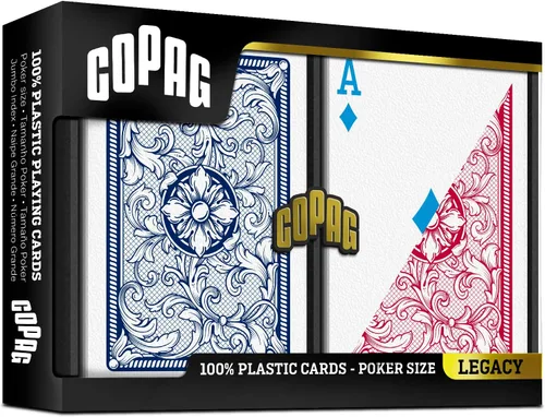 Miniatura 2 de Copag Juego de cartas de juego 100% de plástico, tamaño de póquer (estándar) índice regular rojo/azul de doble cubierta