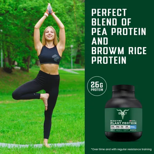 Miniatura 3 de Bolt Biozyme Plant Protein Proteína vegana con superalimento ficocianina y hierbas ayurvédicas Perfil completo de aminoácidos para apoyo