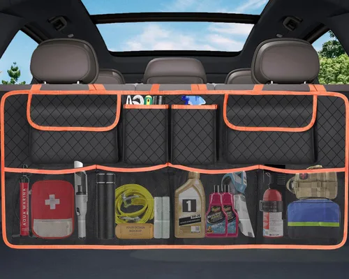 Miniatura 9 de Organizador y almacenamiento para maletero de automóvil, accesorios de almacenamiento colgantes para asiento trasero de gran capacidad, organizador