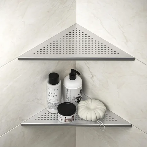 Miniatura 7 de Estante de Ducha de Esquina, Acero Inoxidable 304 Negro Mate de 10 pulgadas con Rejilla Empotrada para Pared de Azulejos, Estante de Baño Empotrado