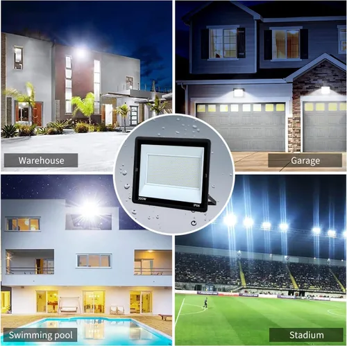 Miniatura 6 de Luz de inundación LED de 300 W para exteriores, luz de trabajo LED, reflector con enchufe IP66 impermeable, 6500 K, 2 unidades de luz de seguridad