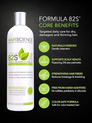 Miniatura 3 de Hair Science Fórmula 82S Champú para la salud del cuero cabelludo y el cabello Con palma enana americana y biotina Para preocupaciones