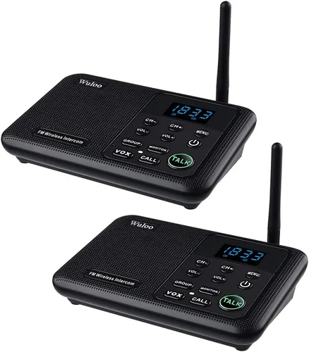 Miniatura 10 de Wuloo Intercomunicadores inalámbricos para el hogar 1 milla de alcance 22 canales 100 pantalla de visualización de código digital, sistema de Negro