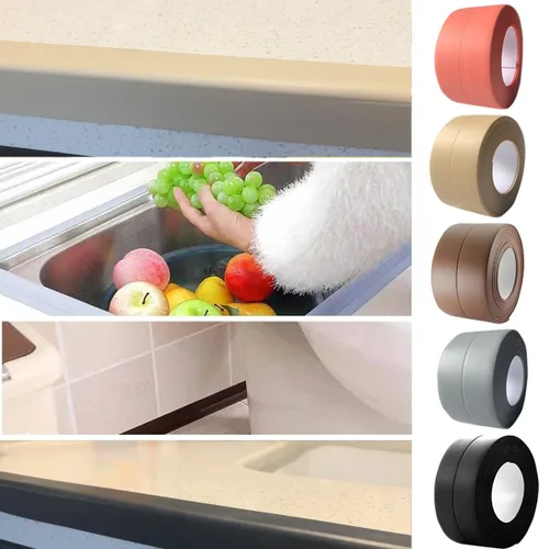 Miniatura 6 de Cinta de sellado de calafateo impermeable y a prueba de aceite para placas de cocina, cinta autoadhesiva para fregadero, inodoro, baño, pared, borde