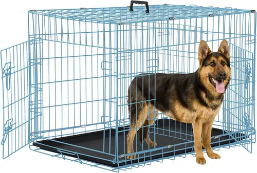 Miniatura 11 de Jaulas extra grandes de 48 pulgadas para perros medianos, jaula plegable XXL de doble puerta para perros grandes, jaulas para perros para interiores