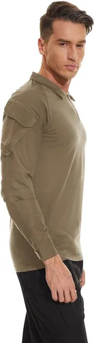 Miniatura 27 de TACVASEN Camisa táctica de manga larga para hombre, con cremallera de 1/4, con bolsillos, para paintball, militar, Airsoft, transpirable