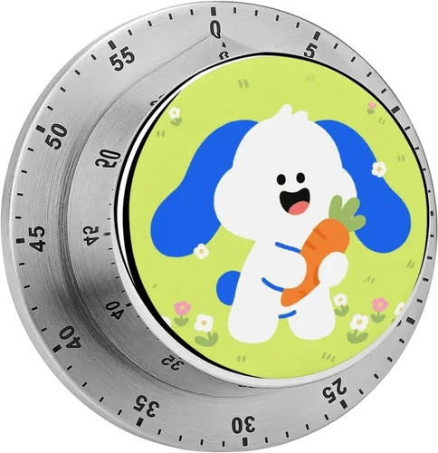 Miniatura 9 de Cute Rabbit 1 Kitchen Timer - Mechanical Visual Timer, Stainless Steel Digital Timers with Magnetic Base Egg Timers for Hard Boiled Eggs 60-Minute