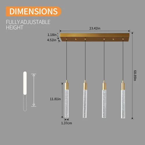Miniatura 6 de Iluminación moderna para isla de cocina, lámpara colgante de isla de cocina, regulable, LED, acabado de latón dorado, mini iluminación colgante