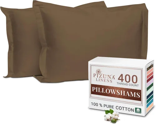 Miniatura 41 de Pizuna Juego de 2 fundas de almohada de 100 % algodón puro, tamaño estándar, color blanco, lujosas fundas de almohada de 400 hilos de satén