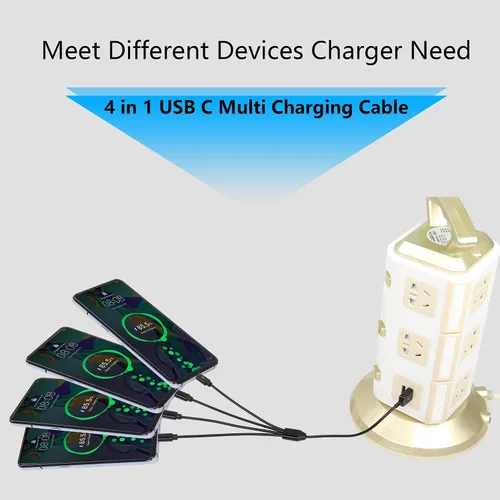Miniatura 7 de CERRXIAN Cable de carga divisor USB tipo C, cable de carga múltiple 2 en 1 de 1 pies, USB A a 2 USB tipo C Y Splitter Data Snyc cable