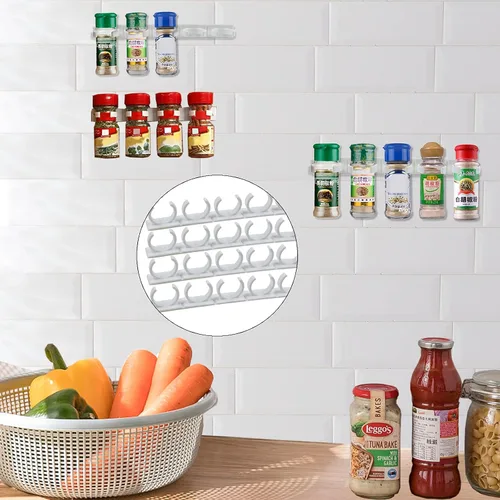 Miniatura 3 de Paquete de 4 pinzas de 20 clips para especias montado en la pared, estante organizador, soporte para almacenamiento de tarros de condimentos, clip