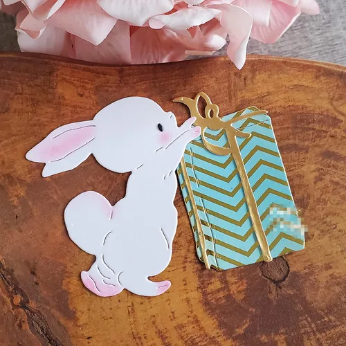 Miniatura 4 de Plantillas de troqueles de metal de conejo, lindo conejo de conejo, regalo de animales, troqueles de corte de marco, plantillas de manualidades
