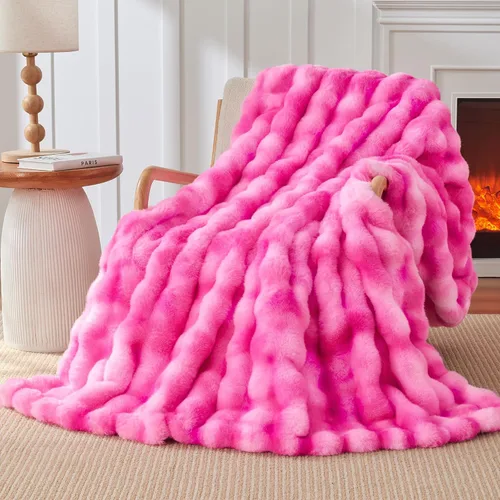 Miniatura 20 de Touchat - Manta de lujo de 1000GSM de pelo sintético de conejo, cobija súper pesada y cálida y acogedora para sofá, cama, sillón, esponjosa, Blanco