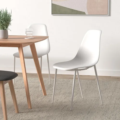 Miniatura 2 de POLY & BARK Isla Modern - Juego de 4 sillas de comedor de plástico modernas de mediados de siglo con patas de metal, sillas de cocina y comedor