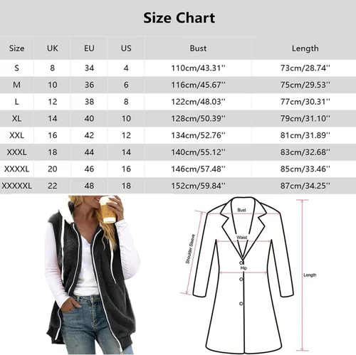 Miniatura 5 de Chaleco mullido de forro polar Sherpa para mujer, con cuello sin mangas, con cremallera, acolchado, con bolsillo