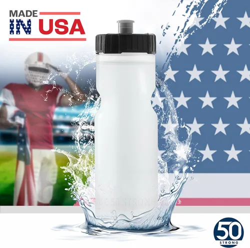 Miniatura 5 de Botellas de agua deportivas 50 Strong – Botellas de plástico reutilizables de 22 oz libres de BPA con tapa de tracción – Fabricadas en EE. UU.