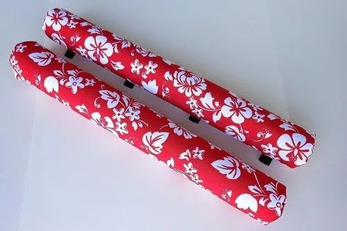 Almohadillas para portaequipajes de techo de 27 pulgadas, diseño floral rojo, sin logotipo (fabricado en EE. UU.), almohadillas regulares